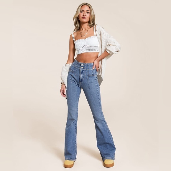 Free People Denim - Free People We The Free Jayde High Rise Flare‎ Jeans in Sunburst Blue Size 29